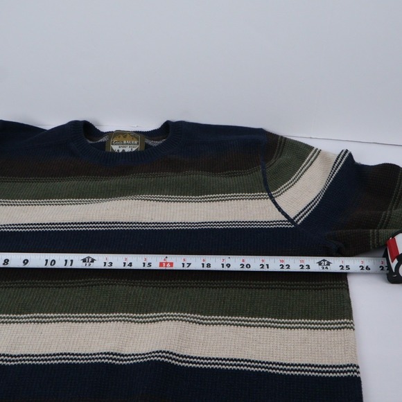 Eddie Bauer Sport Shop Men's XLT TALL Striped Waffle Knit Cotton Sweater Y2K - Picture 6 of 7